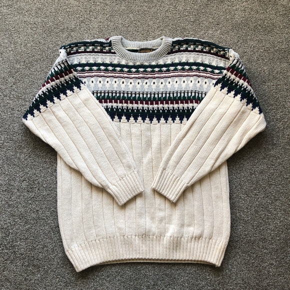 EDDIE BAUER GRANDPA SWEATER COOGI LIKE PATTERN MENS SZ LARGE USA VINTAGE - Picture 2 of 10
